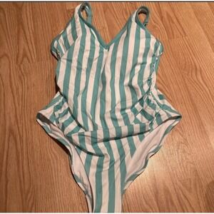 NWT Kona Sol Swimsuit Size‎ 18W Blue Striped One Piece Plus